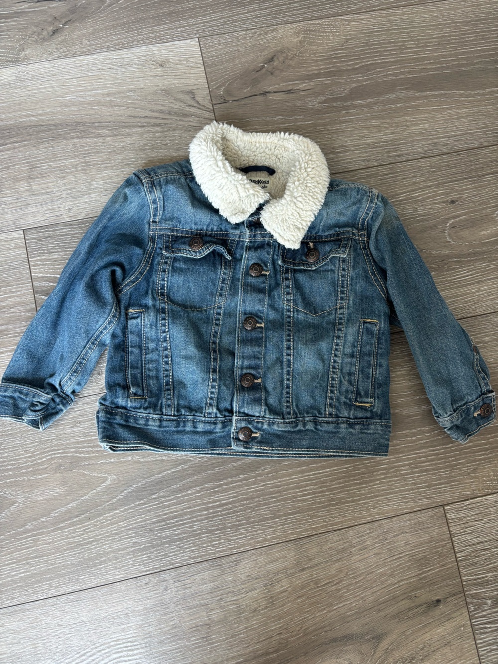 OshKosh B'gosh Denim Jacket with Cream Sherpa Collar, size 2T